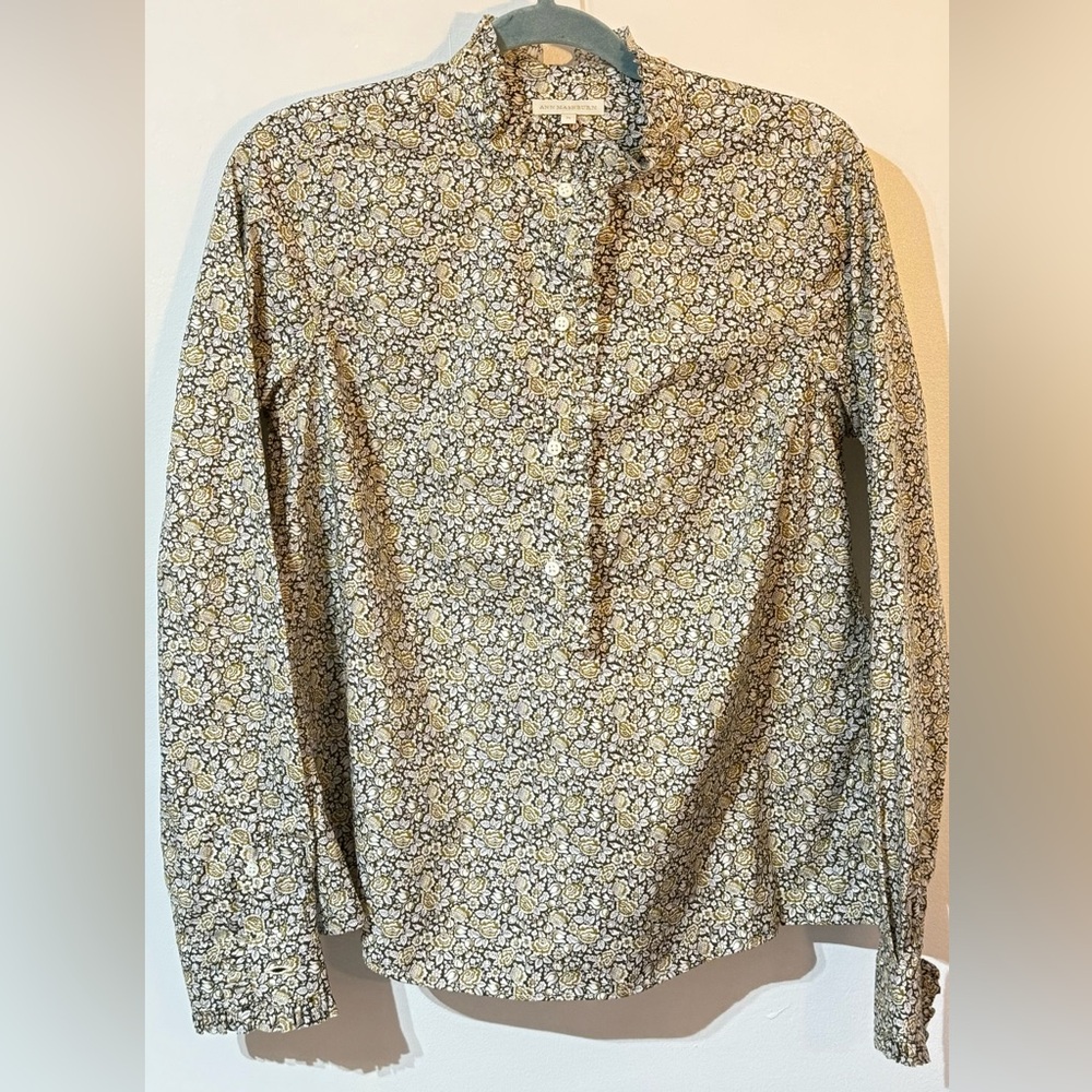 ANN MASHBURN Floral Button Down Shirt - Yellow and Blue